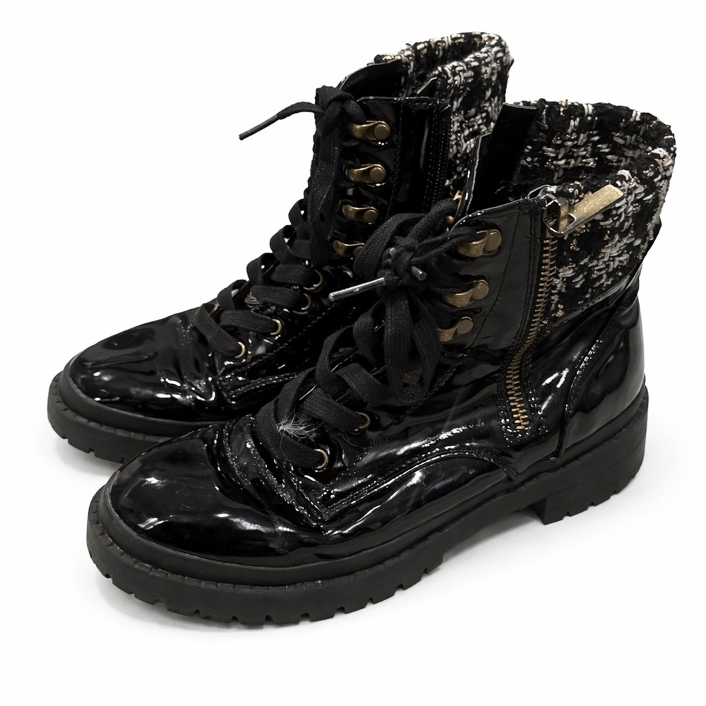 Steve Madden Black Kids Boots with Tweed Accent